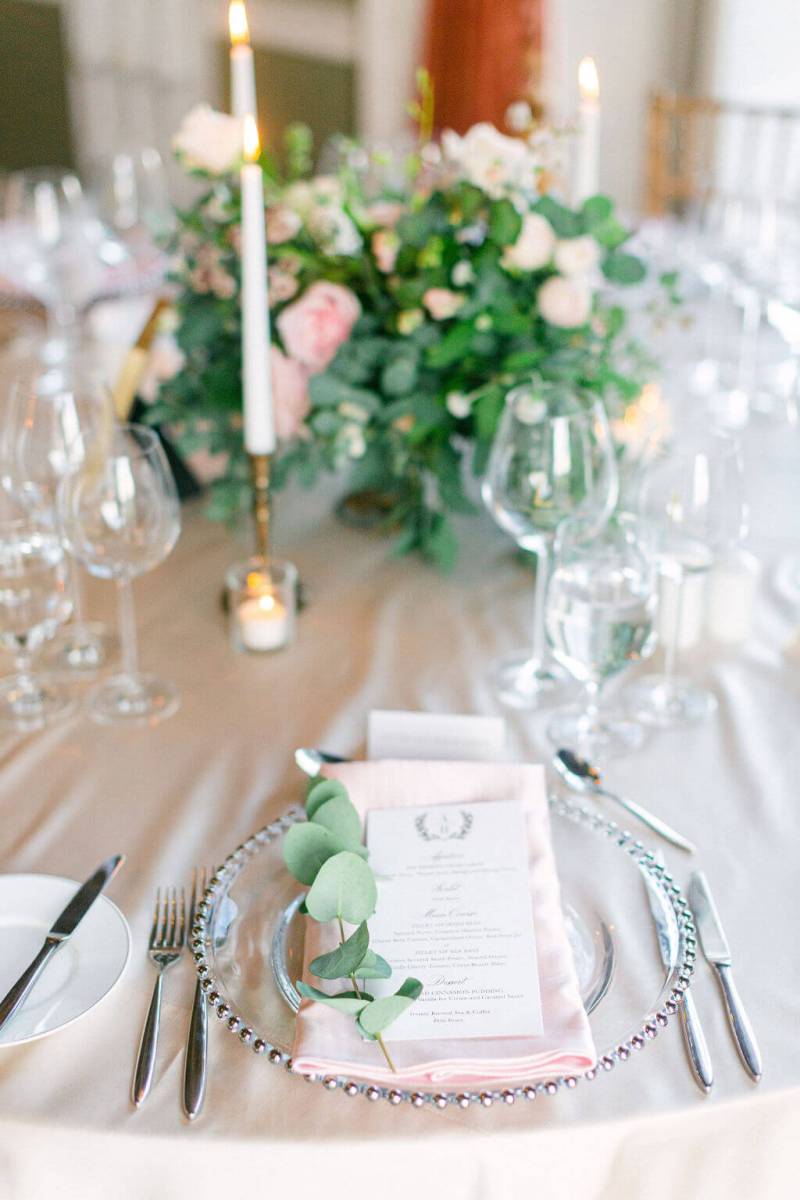 a classic botanical motif crest is timeless and perfect for any castle wedding